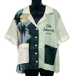 Côte Incurvée Women's Green Button Down Shirt